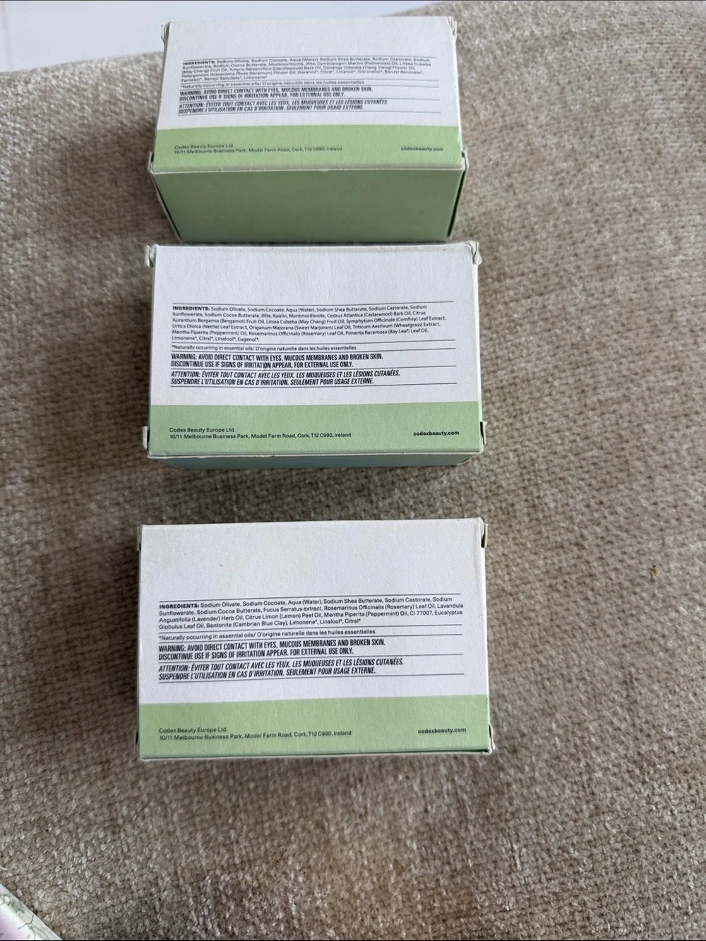Codex Beauty Bar Soaps - Mint & Cream Packaging (3 Bars)